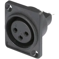 HICON XLR, 3-pol , Kunststoff-, Löttechnik-Einbaubuchse, versilberte(r) Kontakt(e), Type D, schwarz