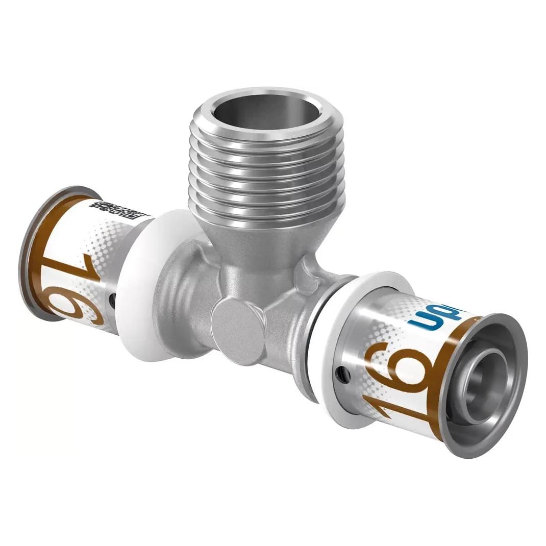 Uponor MLC pres T-stk nip.16-1/2-16 - til gulvvarme- og brugsvand- og radiatorsystemer (T-Verbindung) (1070592)