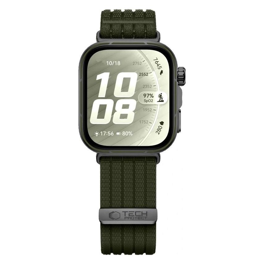 4Kom .pl TECH-PROTECT NYLON HUAWEI WATCH FIT 3 / 4 / 4 PRO / 5 / 5 PRO MILITARY GREEN (Klettverschluss, Nylon, Polyamid) (5906302323647)