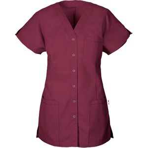 CLINIC-DRESS Kasack Just Strong mit Knöpfen, Damen, bordeaux, kurzarm, waschbar bis 95°C, Größe L
