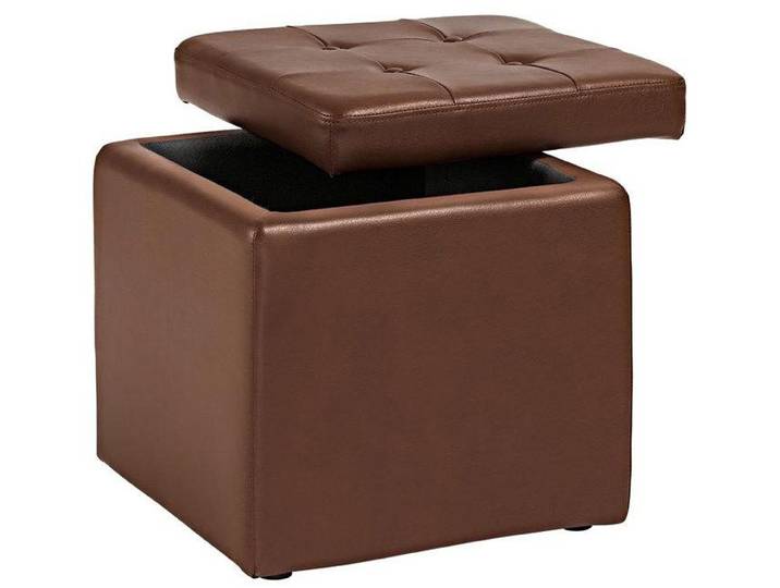 Sitzwürfel HOME AFFAIRE, braun, B:41cm H:40cm, Obermaterial: 100% Polyvinylidenchlorid, Hocker, Sitzwürfel, mit gepolstertem Deckel