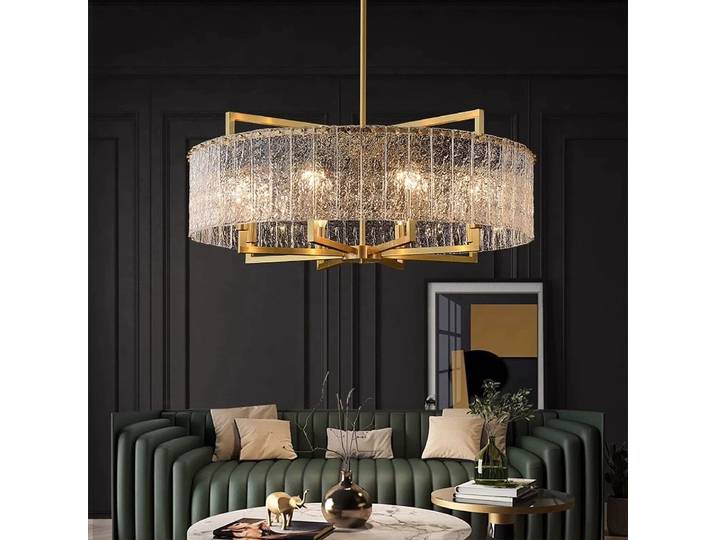 Lampe LED suspendue de luxe nordique, moderne et élégante, Villa Duplex, salon, Restaurant, motif d'eau, lustre créatif en verre