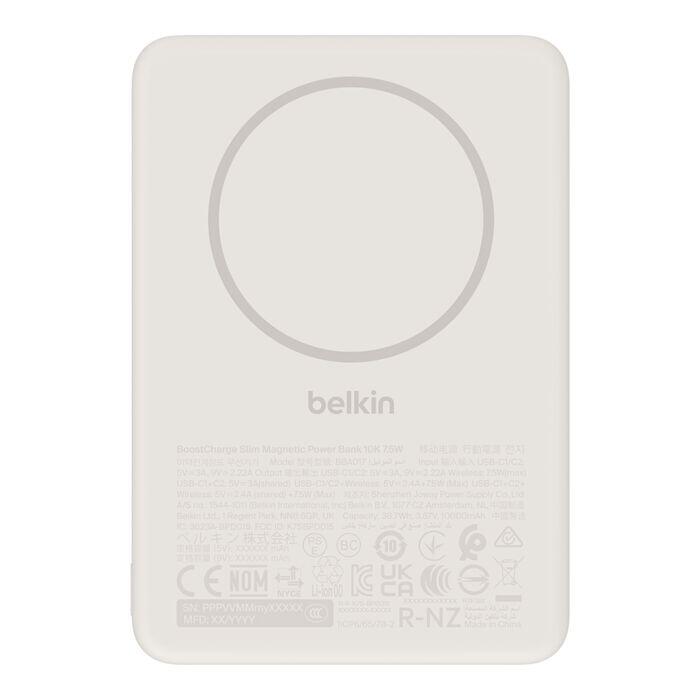 Belkin BoostCharge Schlanke magnetische Powerbank 10K sandfarben BPD017hqSA
