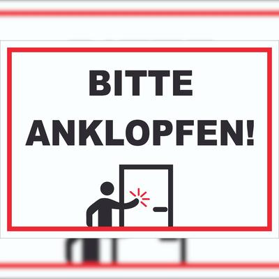 HB-Druck Schild Bitte anklopfen waagerecht A1 (594x841mm)