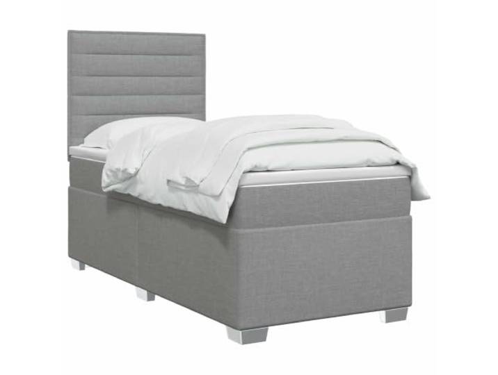 vidaXL Boxspringbett mit Matratze Hellgrau 90 x 200 cm Stoff