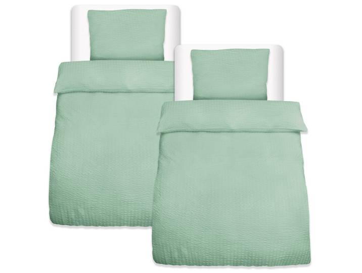 BETTBEZUG Meline 135x200cm + Kissenbezug 80x80cm Salbei Seersucker (4tlg)