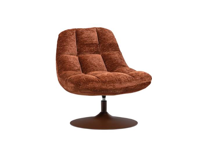 Drehbarer Design Sessel „Elvi“ Chenille Rostbraun De Eekhoorn