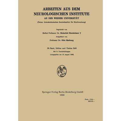 Arbeiten aus dem Neurologischen Institute an der Wiener Universität, Taschenbuch von Heinrich Obersteiner,Otto Marburg, Springer Wien,
