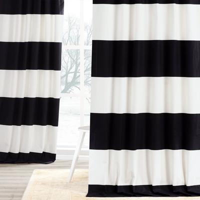 Exclusive Fabrics Metro Contemporary Cabana Cotton Horizontal Stripe 96-inch Curtain (1 Panel)
