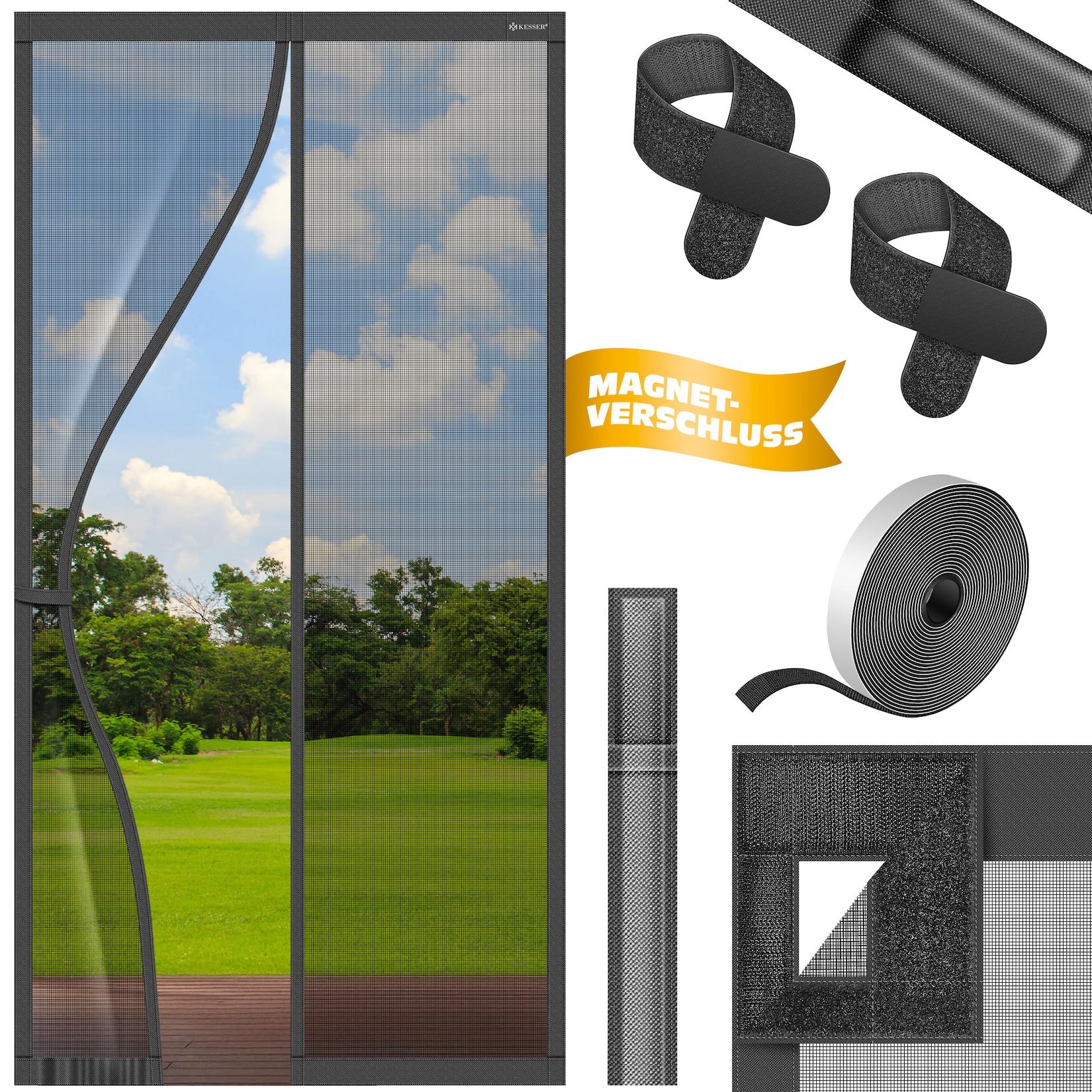 KESSER® Magnet Fliegengitter Tür Insektenschutz Magnetvorhang Türvorhang Schutzgitter mit kinderleichter Inkl. Klebemontage für Balkontür Terrassentür Kellertür Montage Ohne Bohren