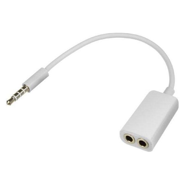 Maclean Adaptateur 2xJack 3,5 (Micro+casque) vers 1xJack 3,5 (Blanc) (0.18 m) (MCTV-580)