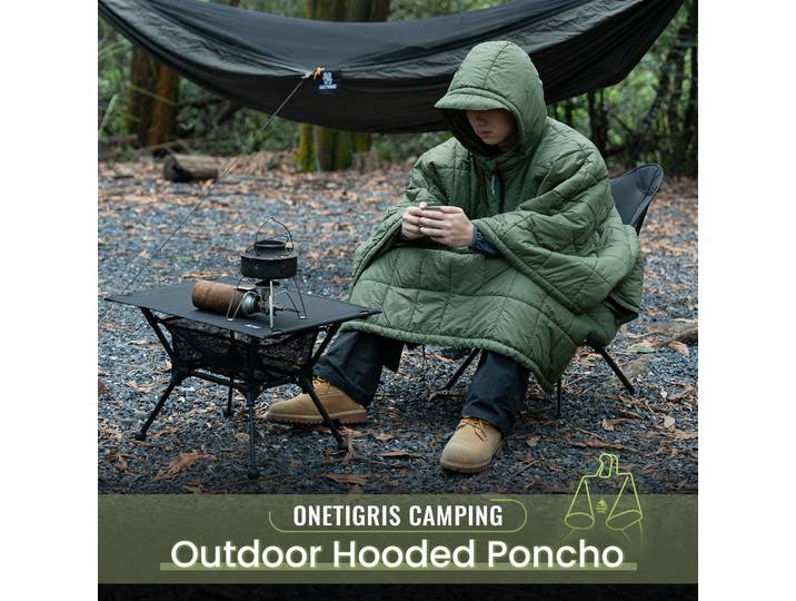 Poncho tactique OneTigris, couverture de camping, sac de couchage portable pour la chasse, couverture chaude à capuche ultra-légère résistante à l'eau