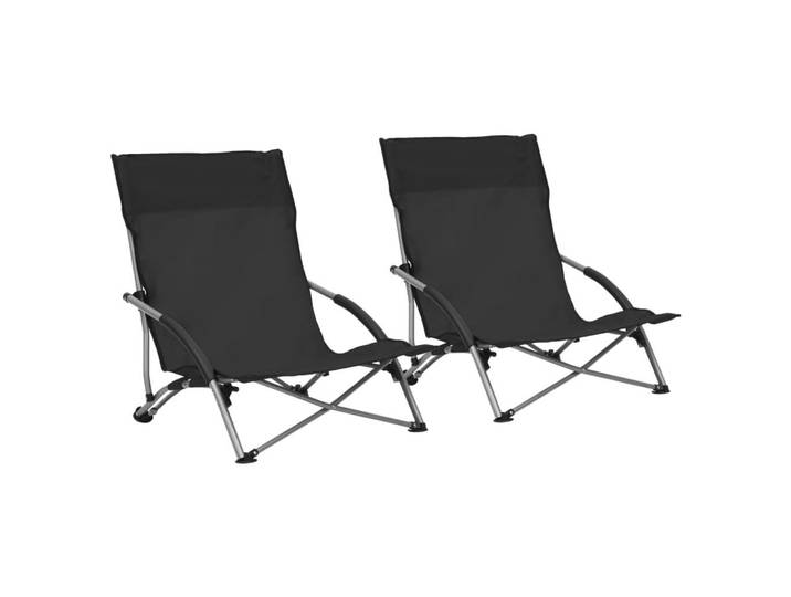 vidaXL Klappbare Strandstühle 2er Set Schwarz Stoff, 65.5x66x55.5 cm, Gartenmöbel, Gartensessel, Gartenstühle