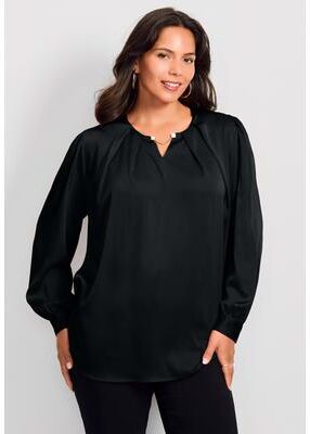 Plus Size Women's Chain Detail Satin Top by Avenue in Black (Size 16)