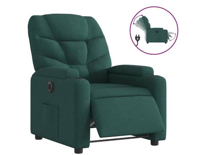 Vert Fauteuil inclinable électrique Vert foncé Tissu - Fauteuil/Chaise LV2457