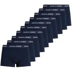 JACK AND JONES JACK&JONES Herren Boxer Shorts, 10er Pack - JACSOLID, Trunks, Baumwoll-Stretch, Logo einfarbig, Größe 2XL in Blau Blau