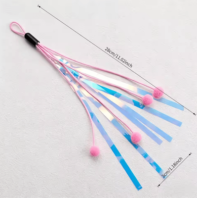 Inspire Curations Metallic Foil Cat Wand Replacement Teaser Toy With Bell 1pc pink