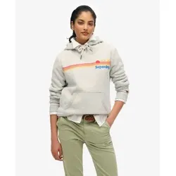 Superdry für Damen. W2012488A Grauer Kapuzenpullover mit Regenbogenstreifen (S), Lässig, Baumwolle