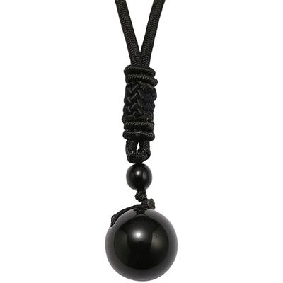 Kette mit Anhänger FIRETTI "Schmuck Geschenk Halsschmuck Halskette Kugel", schwarz (schwarz, schwarz), Halsketten, Damen, Acryl Nylon, L: 66 B: 3mm, Acryl, Nylon, Made in Germany - mit Obsidian, B:3mm