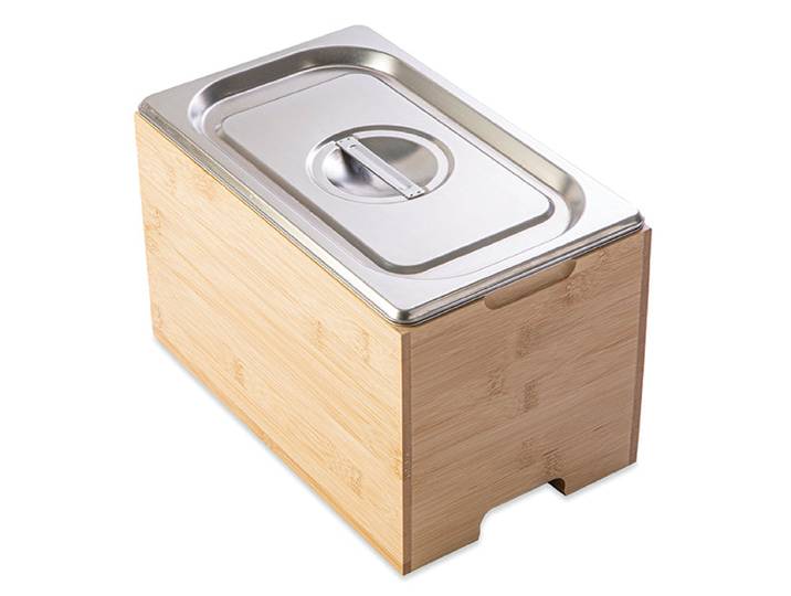 Bac gastro avec couvercle en inox et support bambou Mathon