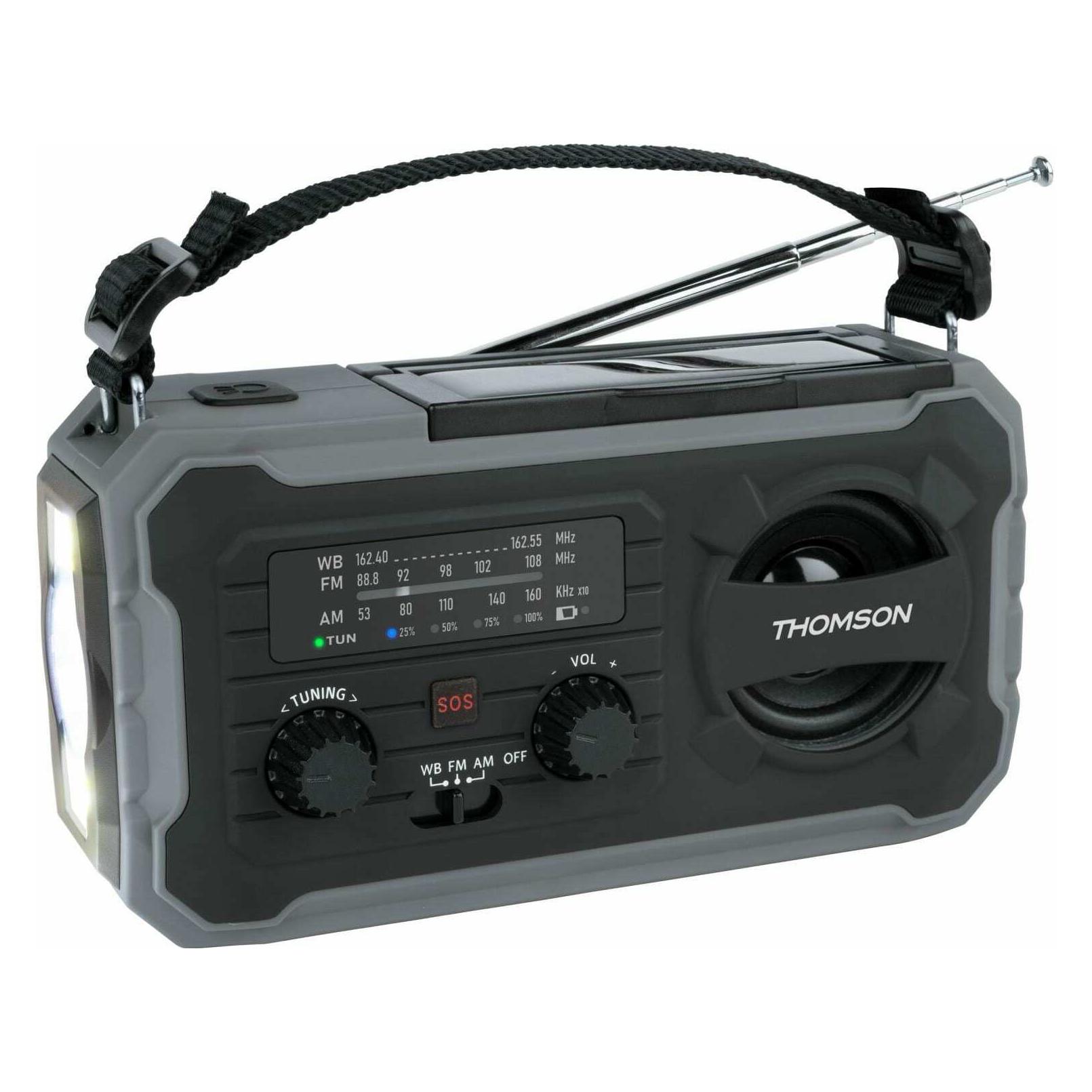 Thomson Emergency Hand Crank Radio w/ Solar - Grey (AM, FM, Bluetooth) (TH390285)