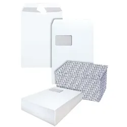 Steinmetz 400 Versandtaschen mit Aufbewahrungsbox C4 mit Fenster weiß, 32.4x22.9 cm