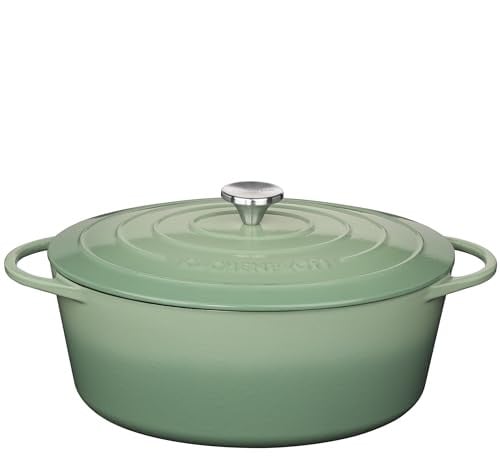 Küchenprofi Gietijzeren braadpan met deksel, ovaal, jade, 33 cm