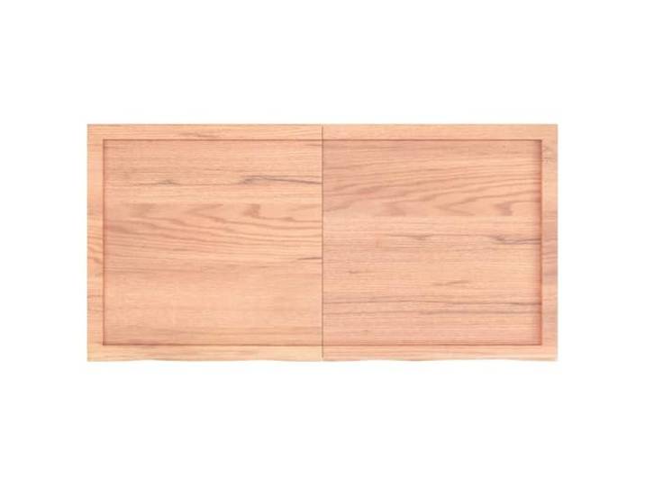 KTHLBRH Tischplatte massiv Eiche 120 x 60 x (2-6) cm braun Seitlicher Rand, lackiert, handgearbeitet, vielseitig einsetzbar auf verschiedenen Untergründen