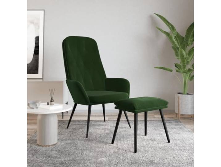 YUTAASU Velvet Recliner Chair with Ottoman Dark Green Metal Frame Sturdy, Footrest Included, Extra Seating, Decorative Back Design, Easy Assembly