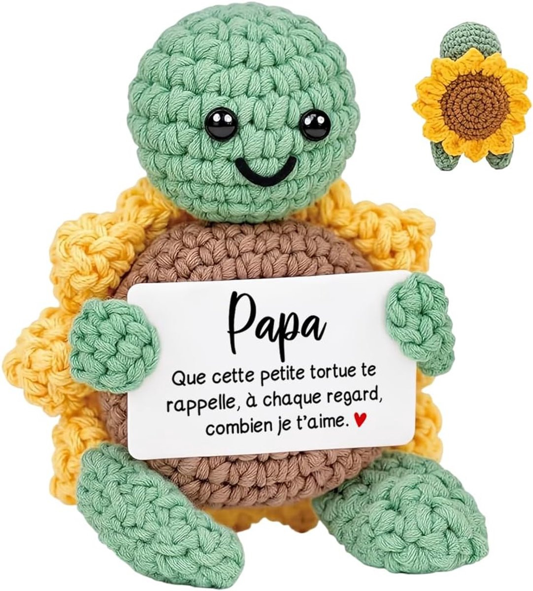 Aurasky Handgemaakte gehaakte schildpad met zonnebloemmotief voor volwassenen