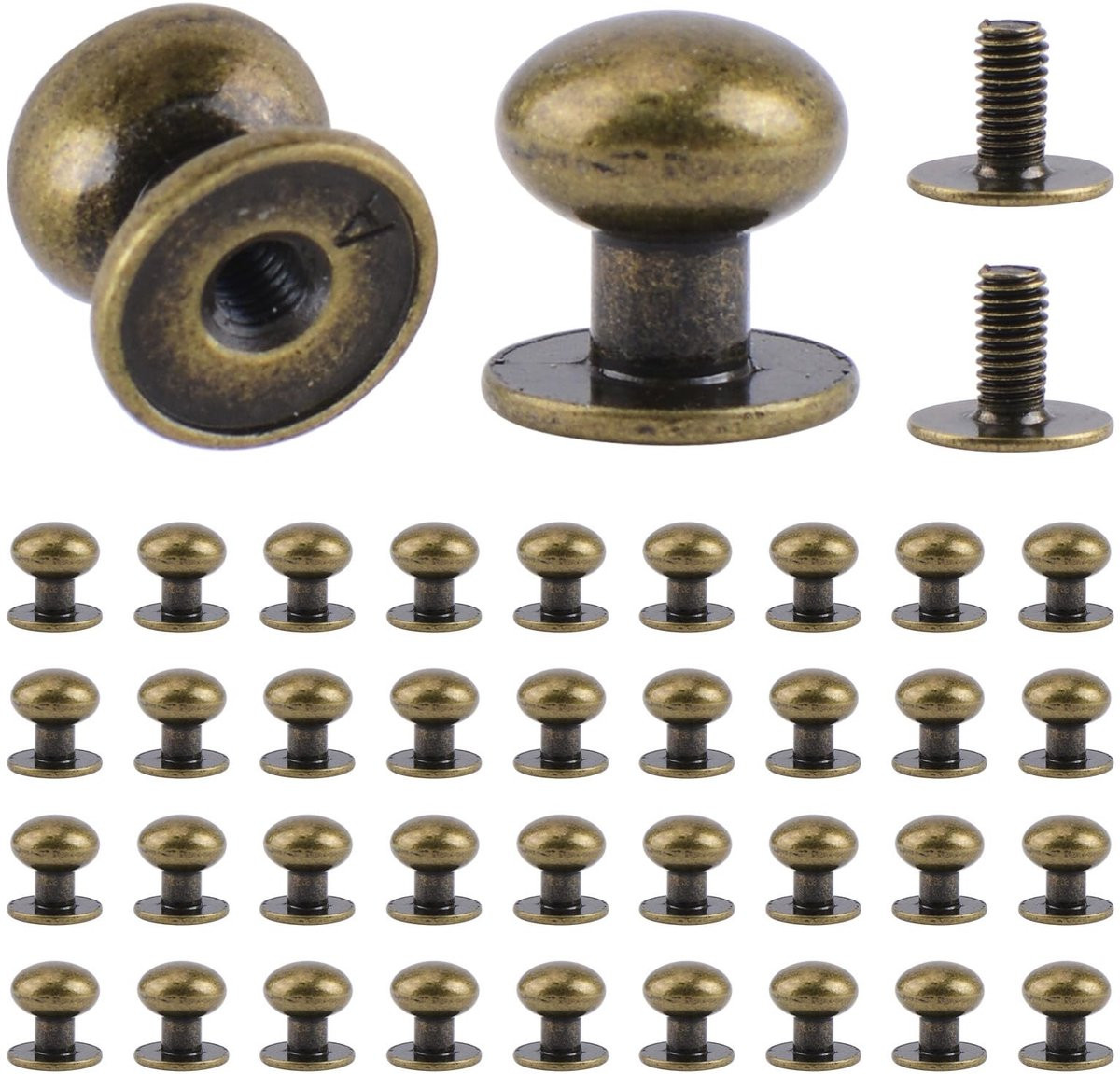 Allecto Mini lade knoppen - Ronde metalen knoppen - Brons - 36 stuks