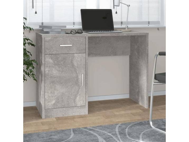 Bureau de travail avec Rangement GKK avec tiroir et armoire Gris béton 100x40x73 cm 355342654