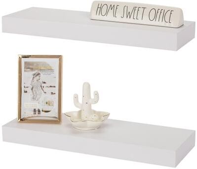 "Sorbus 16"" Floating Shelf Set - Wood Hanging Rectangle Wall Shelves (2-Pack)"