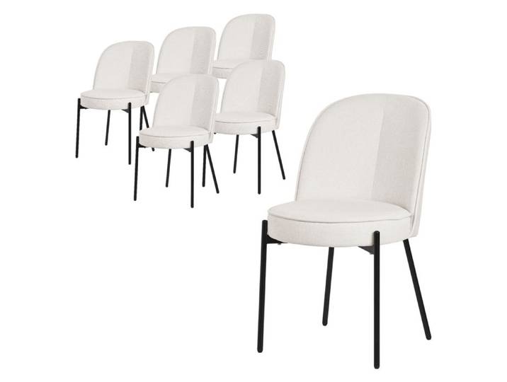 Lot de 6 chaises de salle à manger ML-Design beige polyester structure métal dossier arrondi