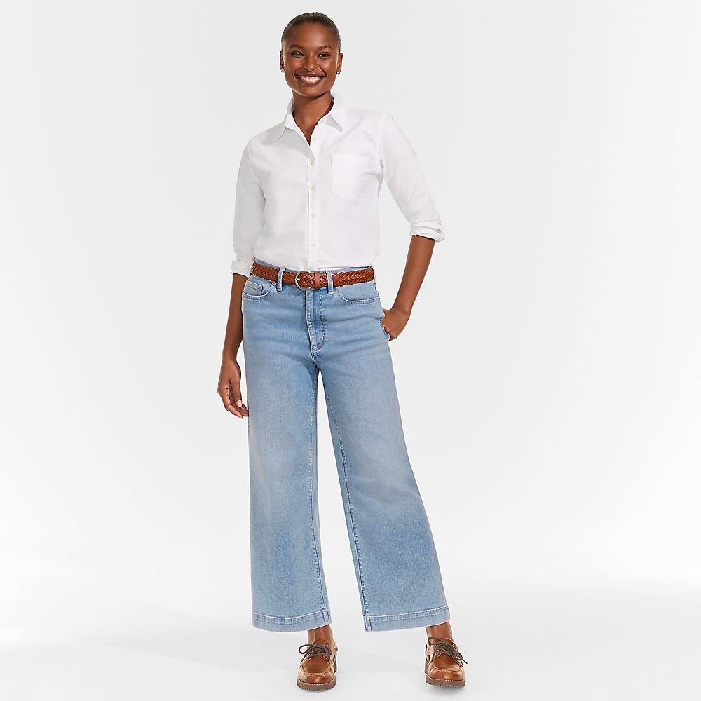 Culotte-Jeans High Waist in Petite-Größe, Damen, size: petite, Blau, Baumwolle/Elasthan, by Lands' End