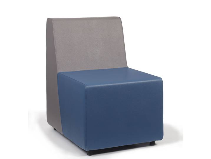 Chauffeuse d'accueil FLYN, Module 1 place PVC Bleu/Gris