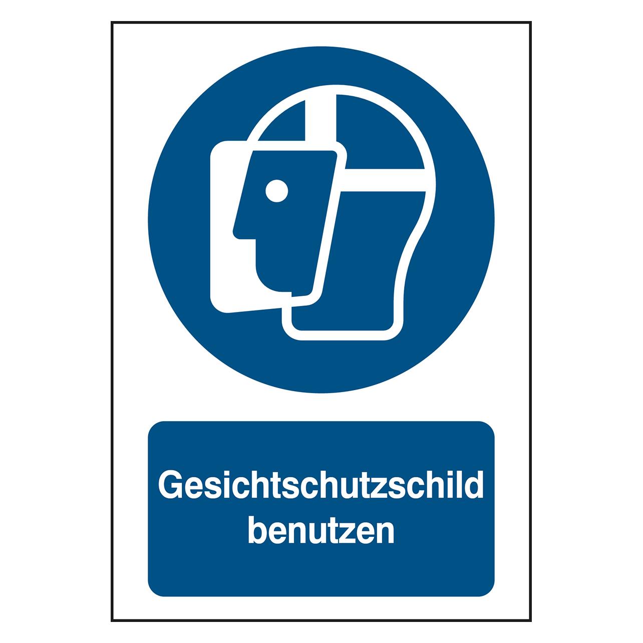 Brady B-862, Toughwash-Gebotsschild, M013 - Gesichtschutzschild benutzen, Polyester, Weiss auf Blau (199598)