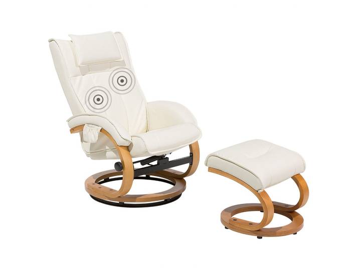 MASSAGESESSEL mit Fußhocker Kunstleder Beige Majestic