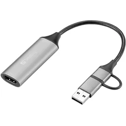 Sandberg HDMI Capture Link to USB-C/A (Windows), Game Recorder, Grau