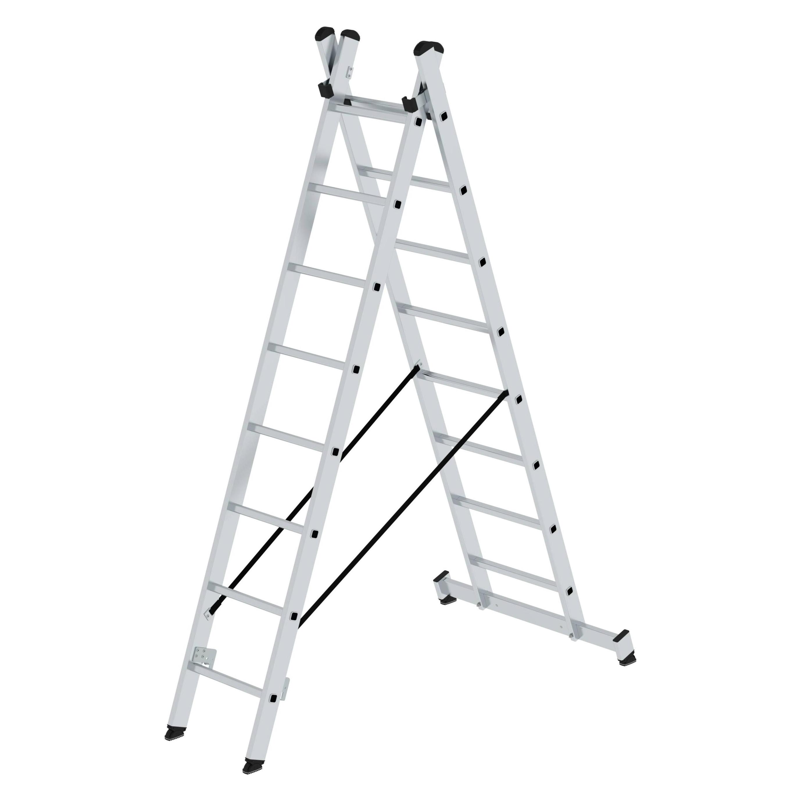 Munk Sprossen-Mehrzweckleiter 2-teilig mit nivello-Traverse 2x8 Sprossen (Mehrzweckleiter, 418 cm) (031216)