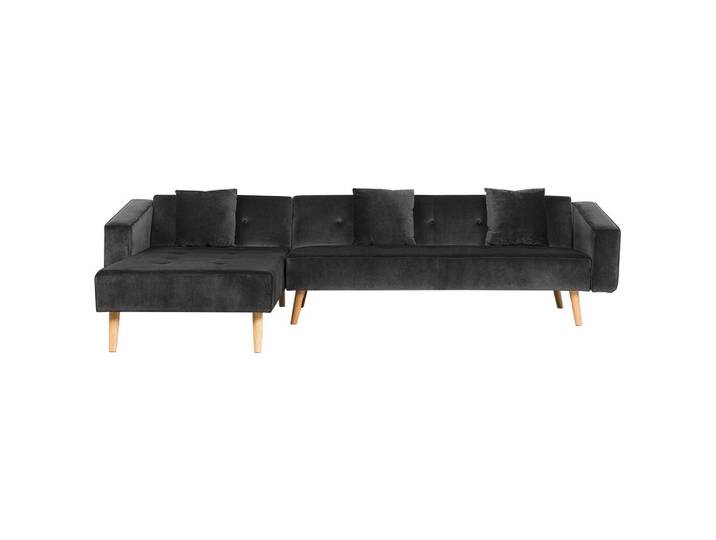 ECKSOFA Samtstoff Schwarz Vadso