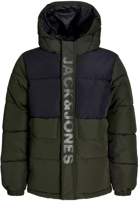 Jack & Jones Junior - Blouson, Gepolsterter Blouson mit Kapuze, 176, Dunkel Olivgrün