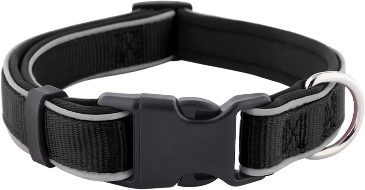 INF Neopren Gepolstertes 360-Grad Reflektierendes Haustierhalsband S - Schwarz, ABS-Verschluss, Atmungsaktives Anti-Würge-Design