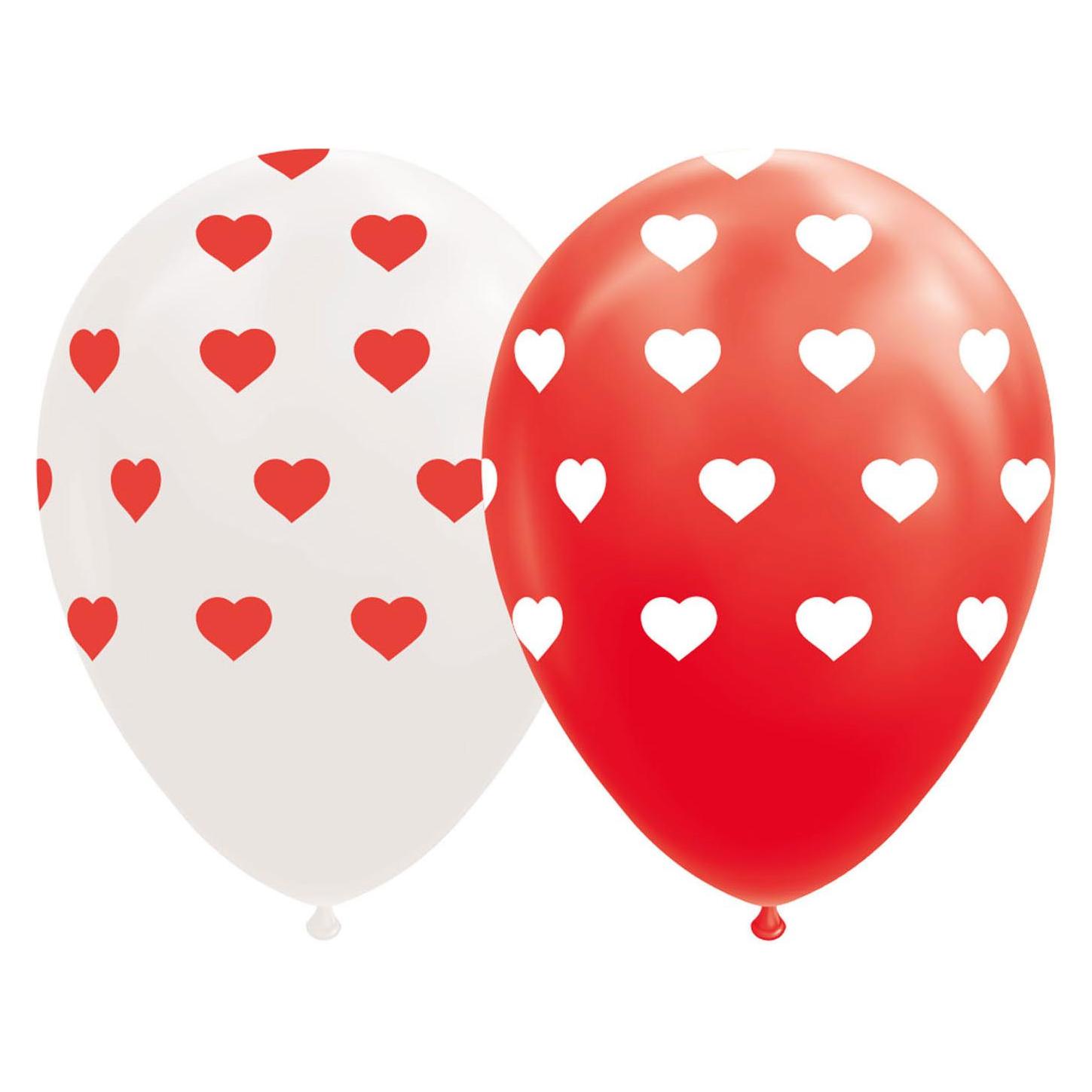 Globos Europe Luftballons Herzen Rot/Weiss 30cm, 8St. (8x) (38849428)