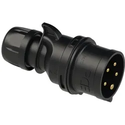 PCE 015-6x CEE-Stecker 16A 5p 6h IP44/IP54 SHARK schwarz 0156x