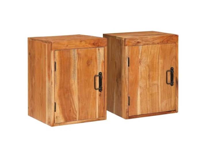 fsahslih Nachttisch 2er Set Braun 35x33x48 cm Massivholz Akazie Kompakte Beistelltische aus massivem Akazienholz und Metall bieten praktischen Stauraum fürs Schlafzimmer.