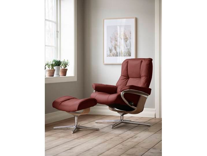 Relaxsessel, Leder PALOMA, Rot (Cherry Paloma), 92×103×79 cm, Cross Base, Modern, Stressless