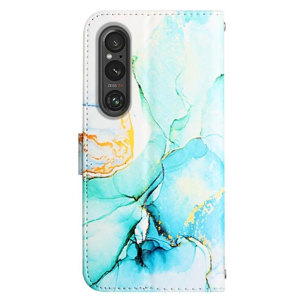 Cover-Discount Sony Xperia 1 V - Leder Hülle Marble grün (Sony Xperia 1 V) (660142875F)
