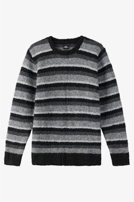 O'Neill s Striped Crew Long Sleeve Sweater in Black, Size Small, Elastane/Nylon/Polyester