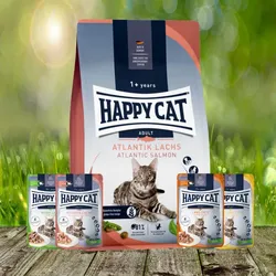 Happy Cat Culinary Adult Atlantik Lachs 10 kg plus Happy Cat 4 x Pouches geschenkt